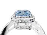 White gold Fancy Blue Cushion  Halo Pave Band Solitaire Ring with Prong Setting_69