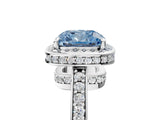 White gold Fancy Blue Cushion  Halo Pave Band Solitaire Ring with Prong Setting_71
