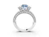 White gold Fancy Blue Cushion  Halo Pave Diamond Engagement Ring with Milgrain Detailing_52
