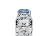 White gold Fancy Blue Cushion  Halo Pave Diamond Engagement Ring with Milgrain Detailing_54