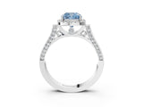 White gold Fancy Blue Cushion  Halo Pave Split Shank Prong Setting Ring_84