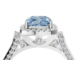 White gold Fancy Blue Cushion  Halo Pave Split Shank Prong Setting Ring_85