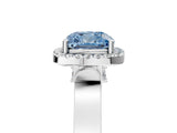 White gold Fancy Blue Cushion  Halo Pave Split Shank Prong Setting Ring_86
