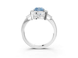 White gold Fancy Blue Cushion  Halo Round Diamond Milgrain Pave Engagement Ring_6
