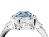 White gold Fancy Blue Cushion  Halo Round Diamond Milgrain Pave Engagement Ring_7
