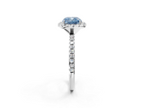 White gold Fancy Blue Cushion  Halo Round Diamond Pavé Band Four-Prong Ring_5