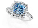 White gold Fancy Blue Cushion  Halo Round Diamond Pave Band with Four-Prong Setting_51