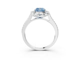 White gold Fancy Blue Cushion  Halo Round Diamond Pave Band with Four-Prong Setting_53