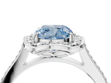 White gold Fancy Blue Cushion  Halo Round Diamond Pave Band with Four-Prong Setting_54