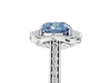 White gold Fancy Blue Cushion  Halo Round Diamond Pave Band with Four-Prong Setting_55