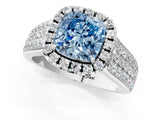 White gold Fancy Blue Cushion  Halo Round Diamond Pave Band with Prong Setting_25