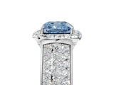 White gold Fancy Blue Cushion  Halo Round Diamond Pave Band with Prong Setting_29