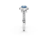 White gold Fancy Blue Cushion  Halo Solitaire Diamond Ring with Pave Band and Bezel Setting_51