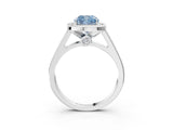 White gold Fancy Blue Cushion  Halo Solitaire Diamond Ring with Pave Band and Bezel Setting_52