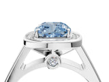 White gold Fancy Blue Cushion  Halo Solitaire Diamond Ring with Pave Band and Bezel Setting_53