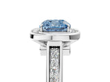 White gold Fancy Blue Cushion  Halo Solitaire Diamond Ring with Pave Band and Bezel Setting_54