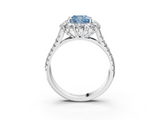 White gold Fancy Blue Cushion  Halo Split Shank Diamond Engagement Ring with Pave Band and Four-Prong Setting_57