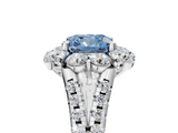 White gold Fancy Blue Cushion  Halo Split Shank Diamond Engagement Ring with Pave Band and Four-Prong Setting_59