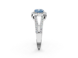 White gold Fancy Blue Cushion  Halo Split Shank Diamond Ring with Four-Prong Setting_34