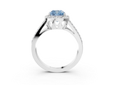 White gold Fancy Blue Cushion  Halo Split Shank Diamond Ring with Four-Prong Setting_35