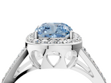 White gold Fancy Blue Cushion  Halo Split Shank Diamond Ring with Four-Prong Setting_36