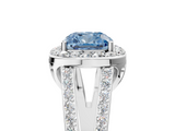 White gold Fancy Blue Cushion  Halo Split Shank Diamond Ring with Four-Prong Setting_37