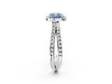 White gold Fancy Blue Cushion  Halo Split Shank Diamond Ring with Pavé Setting_27