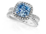 White gold Fancy Blue Cushion  Halo Split Shank Diamond Ring with Pavé Setting_27
