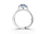 White gold Fancy Blue Cushion  Halo Split Shank Diamond Ring with Pavé Setting_28