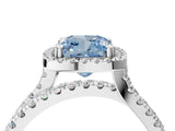 White gold Fancy Blue Cushion  Halo Split Shank Diamond Ring with Pavé Setting_29