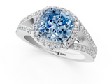 White gold Fancy Blue Cushion  Halo Split Shank Diamond Ring with Prong Setting_20