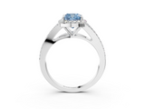 White gold Fancy Blue Cushion  Halo Split Shank Diamond Ring with Prong Setting_23