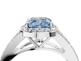 White gold Fancy Blue Cushion  Halo Split Shank Diamond Ring with Prong Setting_24