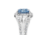 White gold Fancy Blue Cushion  Halo Split Shank Diamond Ring with Prong Setting_25