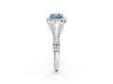 White gold Fancy Blue Cushion  Halo Split Shank Pave Diamond Ring with Four-Prong Setting_51
