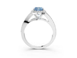 White gold Fancy Blue Cushion  Halo Split Shank Pave Diamond Ring with Four-Prong Setting_52