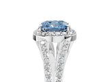 White gold Fancy Blue Cushion  Halo Split Shank Pave Diamond Ring with Four-Prong Setting_54