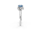 White gold Fancy Blue Cushion  Halo Split Shank Pave Diamond Ring with Petal Prong Setting_67