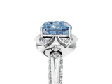 White gold Fancy Blue Cushion  Halo Split Shank Pave Diamond Ring with Petal Prong Setting_67