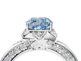 White gold Fancy Blue Cushion  Halo Split Shank Pave Diamond Ring with Petal Prong Setting_69