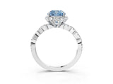 White gold Fancy Blue Cushion  Halo Twist Band Solitaire Ring with Six-Prong Setting_34