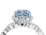 White gold Fancy Blue Cushion  Halo Twist Band Solitaire Ring with Six-Prong Setting_36