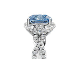 White gold Fancy Blue Cushion  Halo Twist Band Solitaire Ring with Six-Prong Setting_37