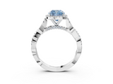White gold Fancy Blue Cushion  Halo Twist Band Solitaire Ring_23