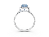 White gold Fancy Blue Cushion  Halo Twisted Band Four-Prong Diamond Ring_21