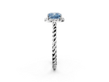 White gold Fancy Blue Cushion  Halo Twisted Band Four-Prong Diamond Ring_21