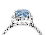 White gold Fancy Blue Cushion  Halo Twisted Band Four-Prong Diamond Ring_24