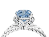 White gold Fancy Blue Cushion  Halo Twisted Band Four-Prong Ring_36