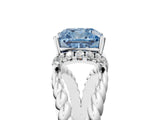 White gold Fancy Blue Cushion  Halo Twisted Band Four-Prong Ring_37