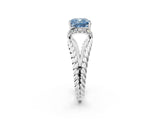 White gold Fancy Blue Cushion  Halo Twisted Band Four-Prong Ring_39
